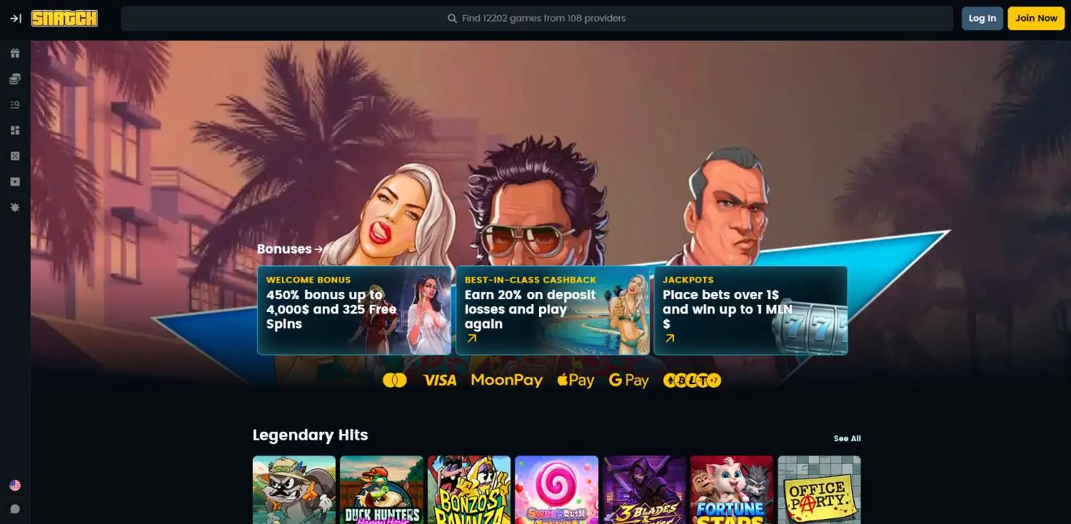 snatch casino homepage
