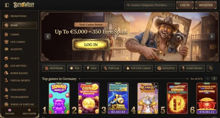 BetWest Homepage