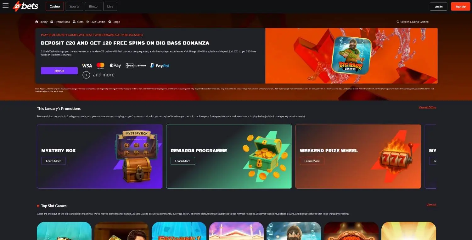 21Bets homepage