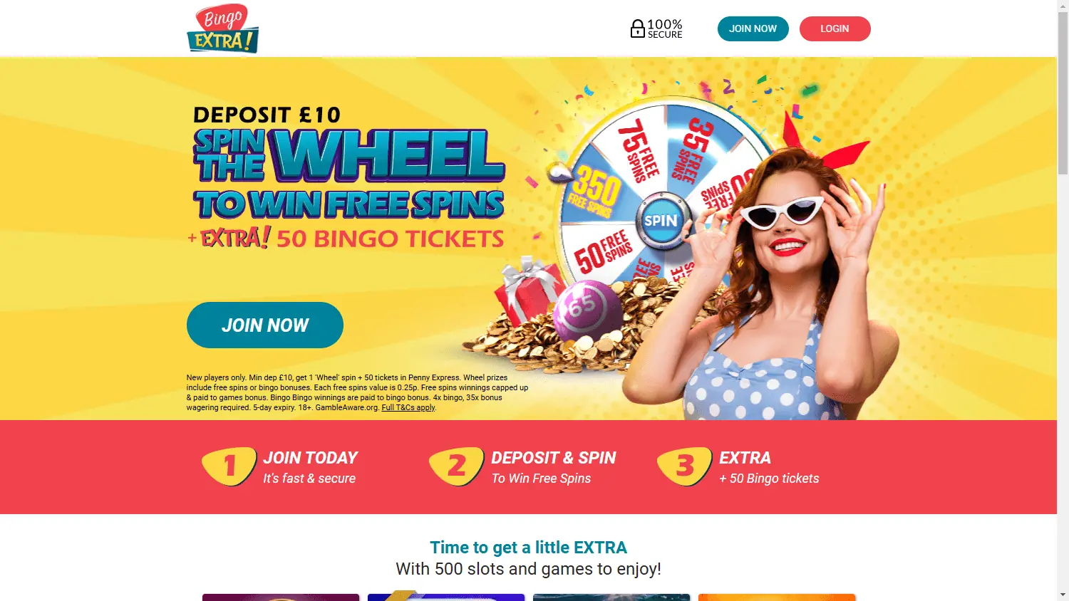 Bingo Extra homepage