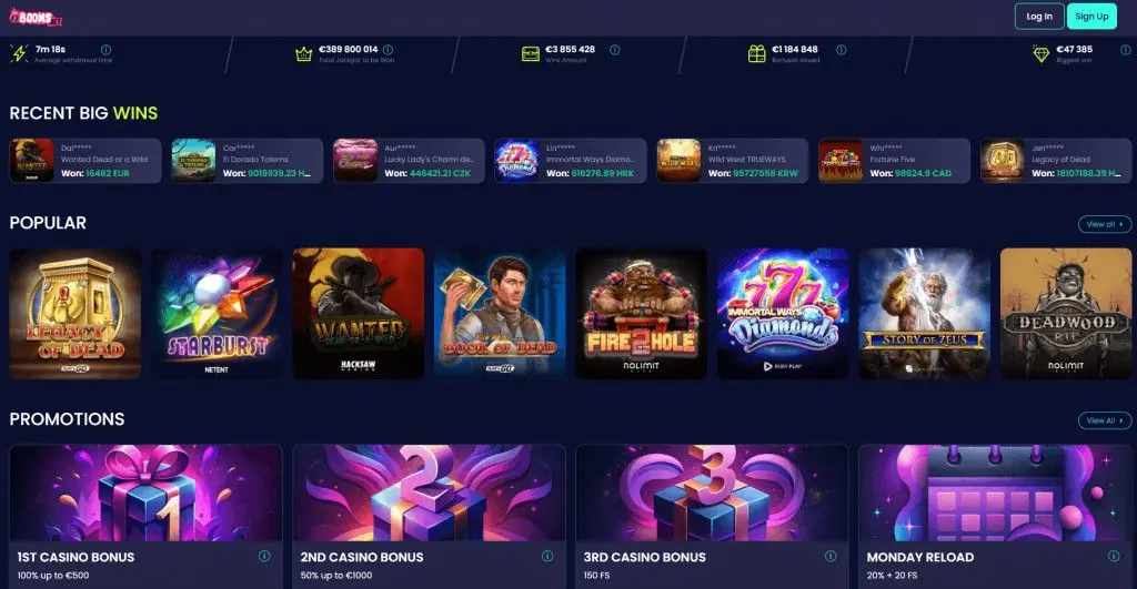 BoomsBet homepage