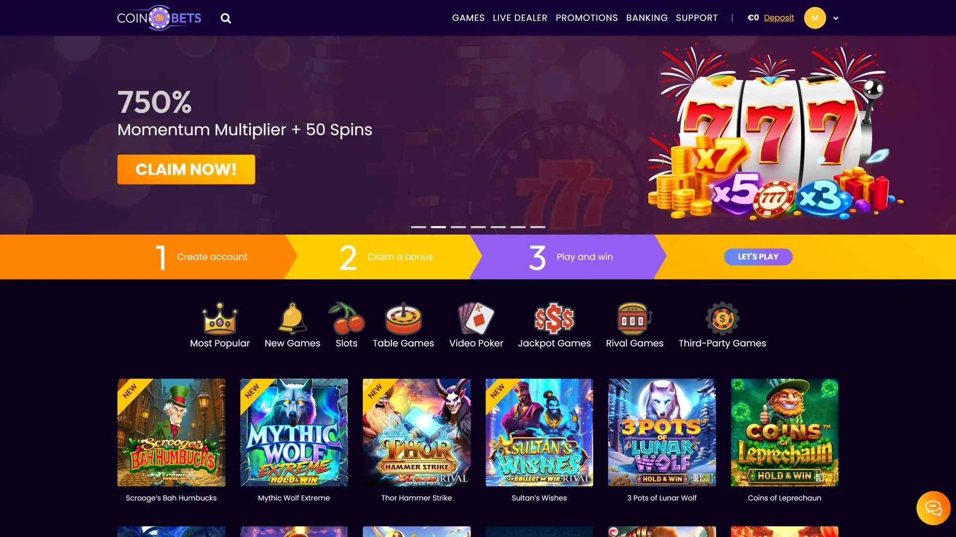 Coinbets777 homepage