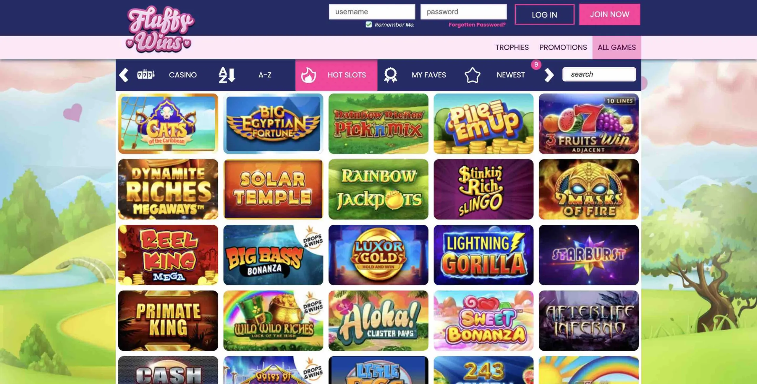 Fluffy Wins homepage