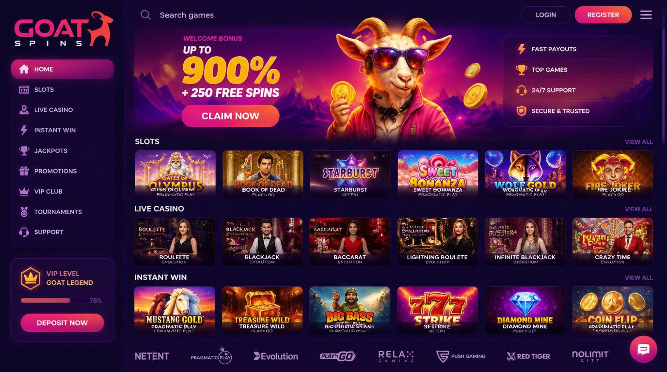 Goat Spins homepage