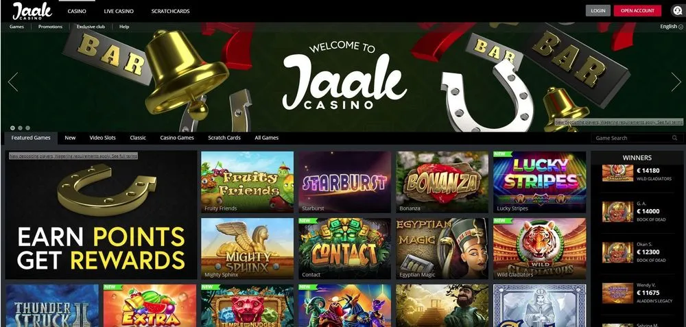 Jaak Casino homepage
