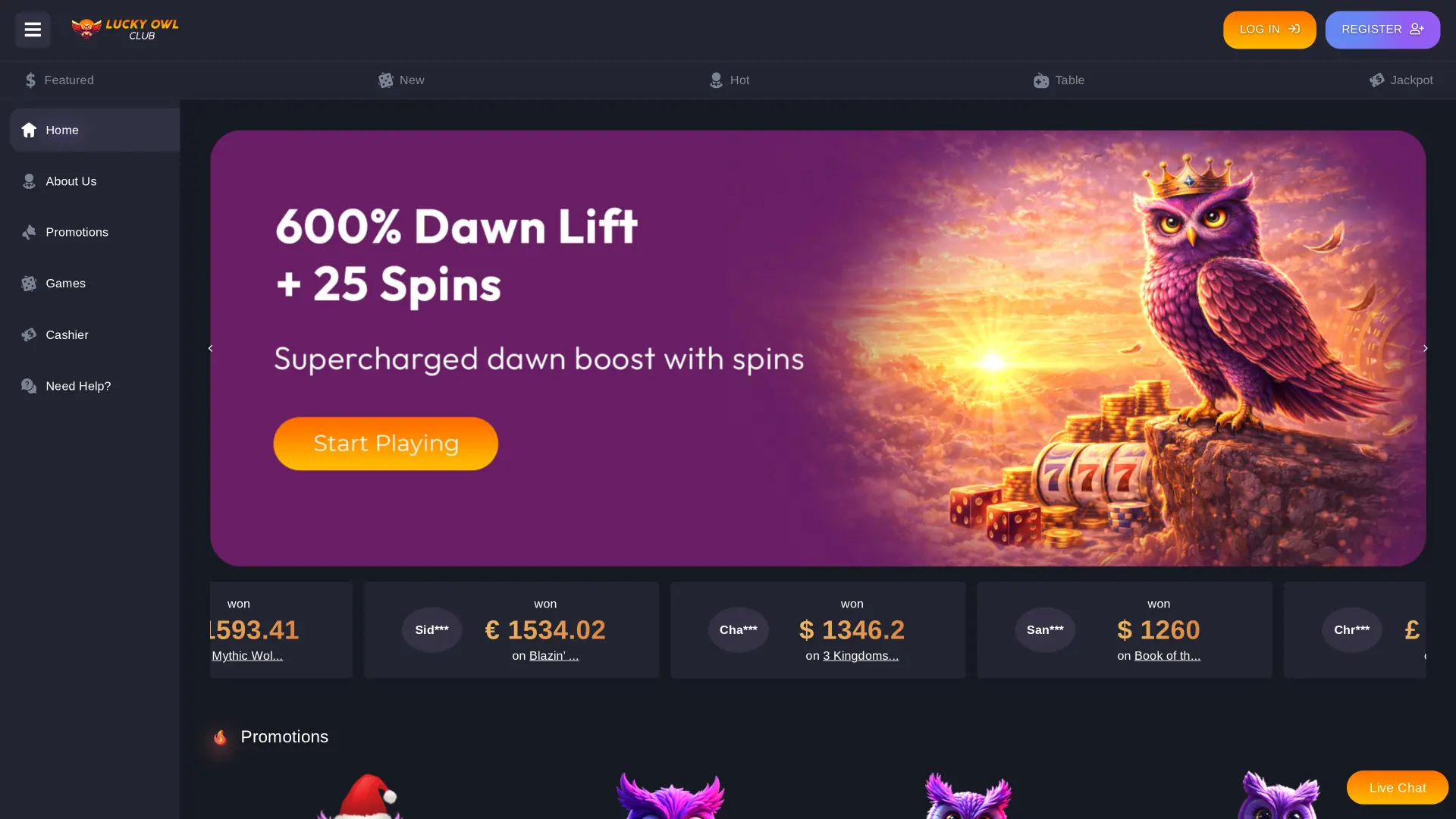 Lucky Owl Club homepage