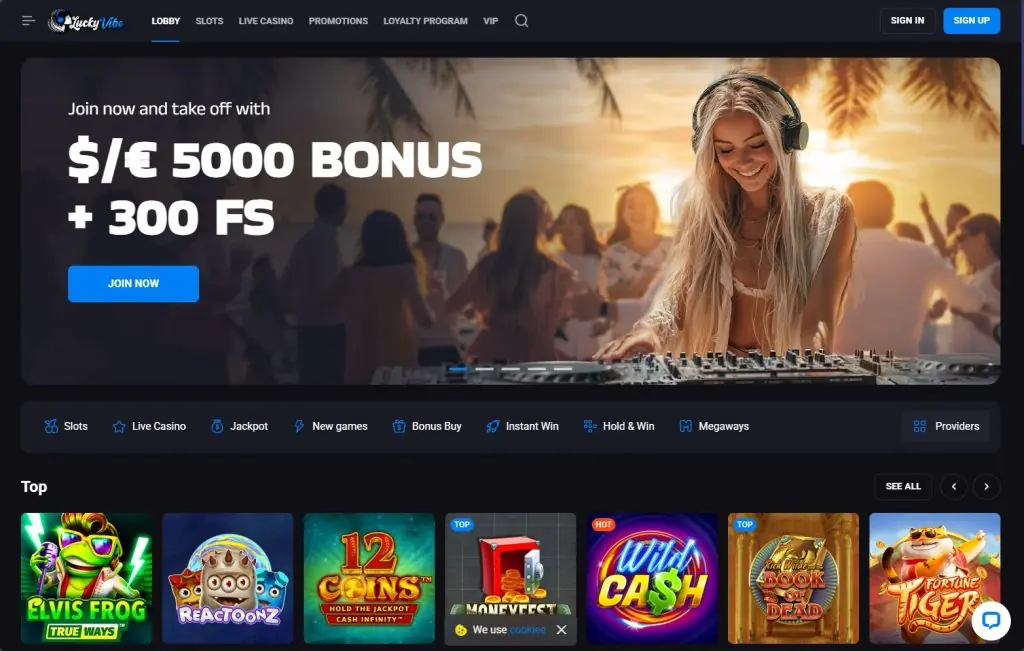 Lucky Vibe homepage