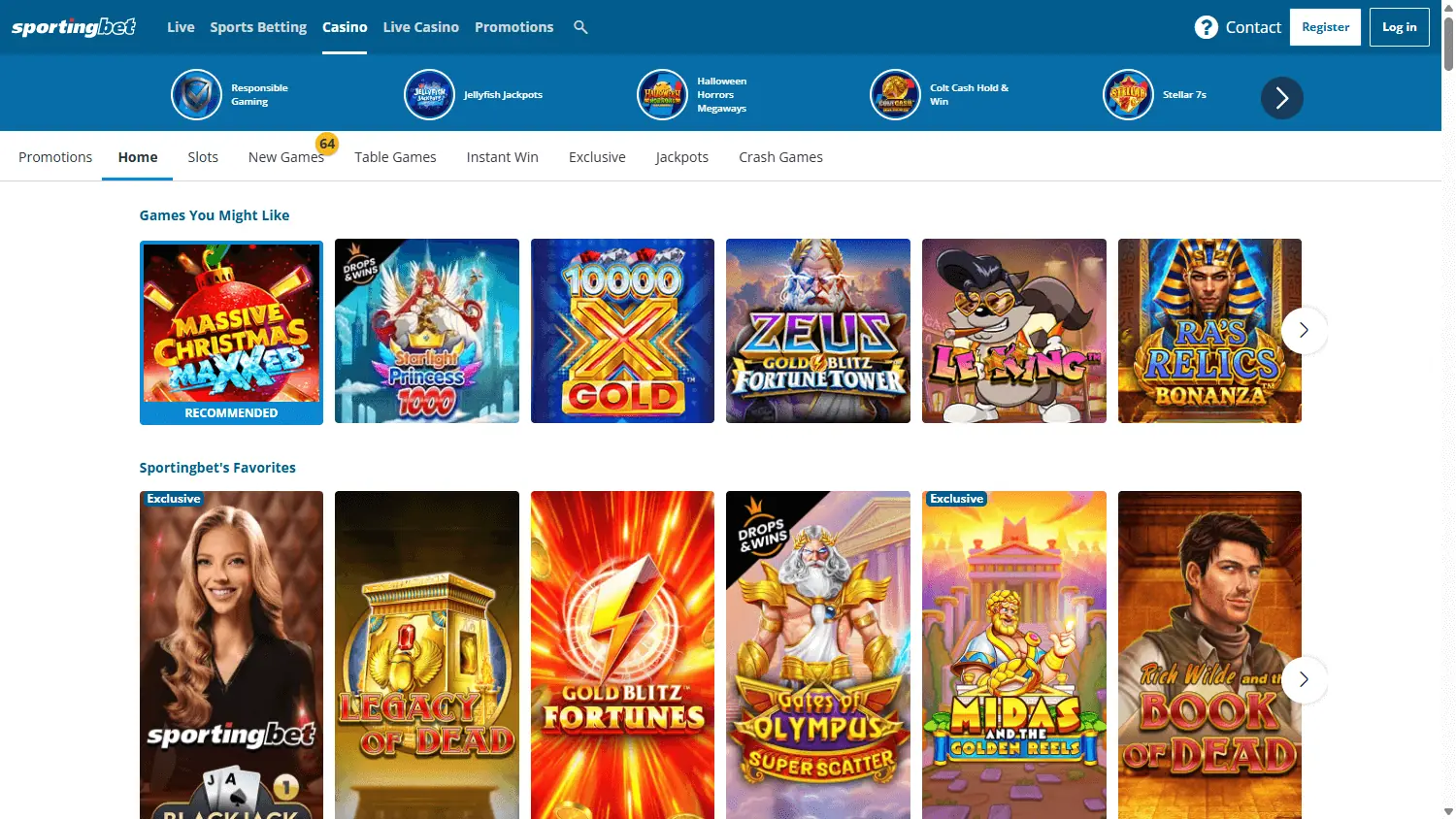 Sportingbet homepage