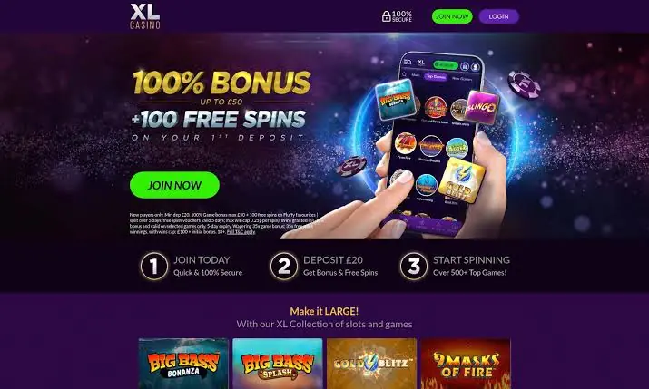 XL Casino homepage