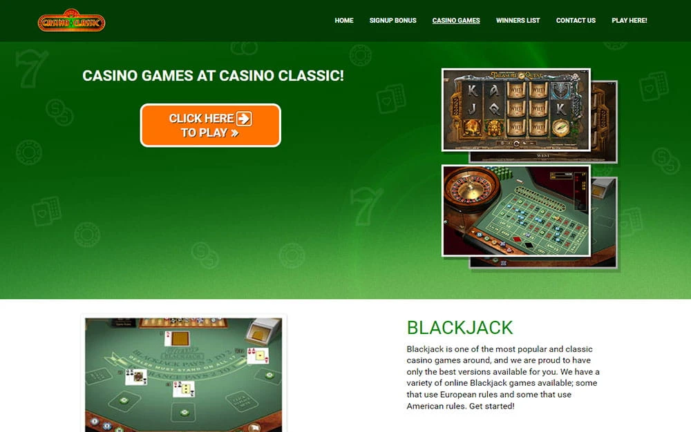 classic casino homepage