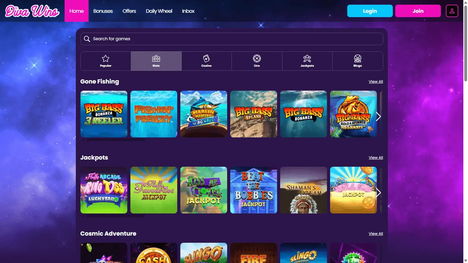 diva wins casino homepage