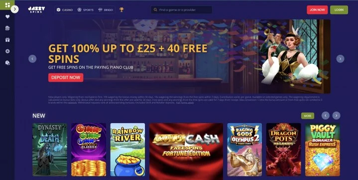 jazzy spins casino homepage