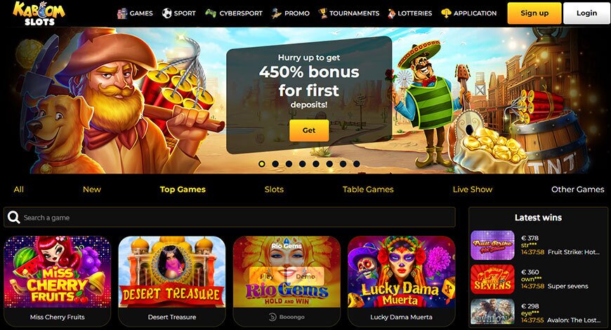 kaboom slots homepage