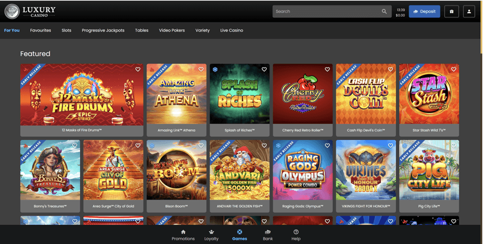 luxury casino homepage