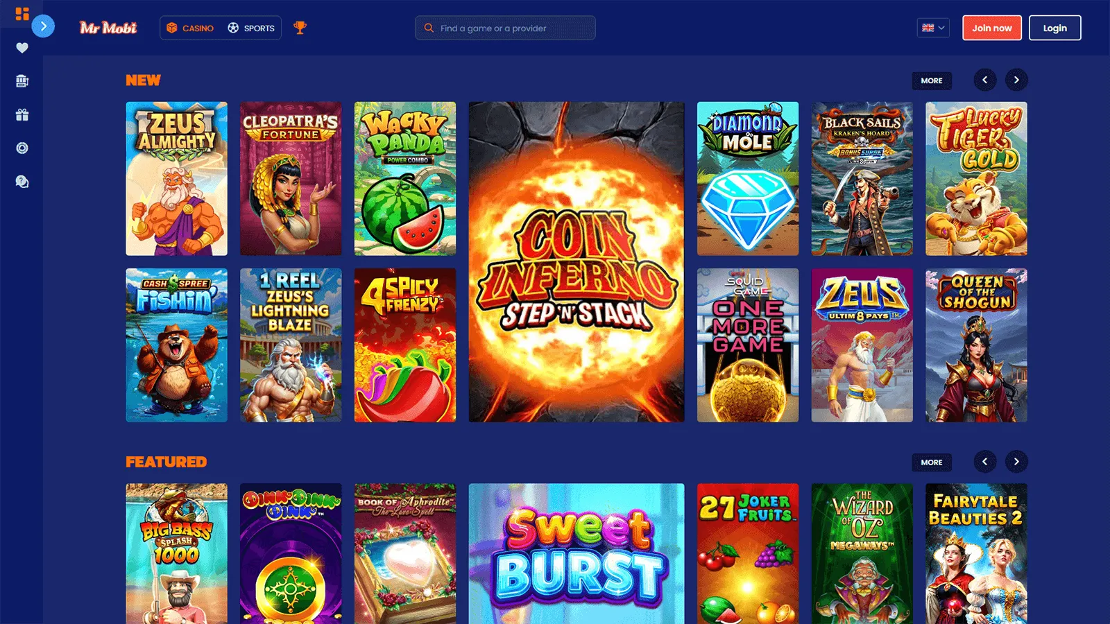 mr mobi casino homepage