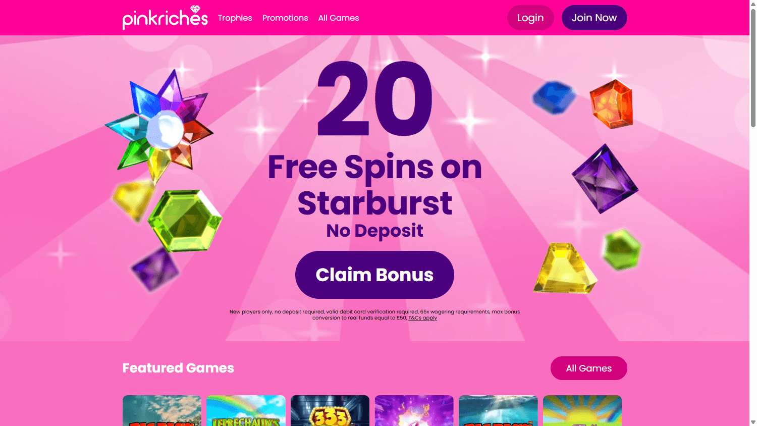 pink riches casino homepage