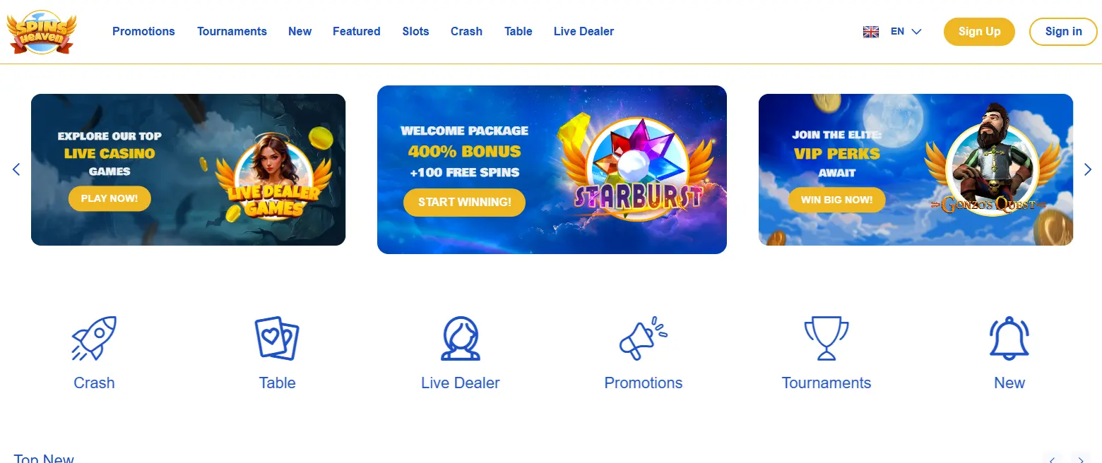 spins heaven casino homepage