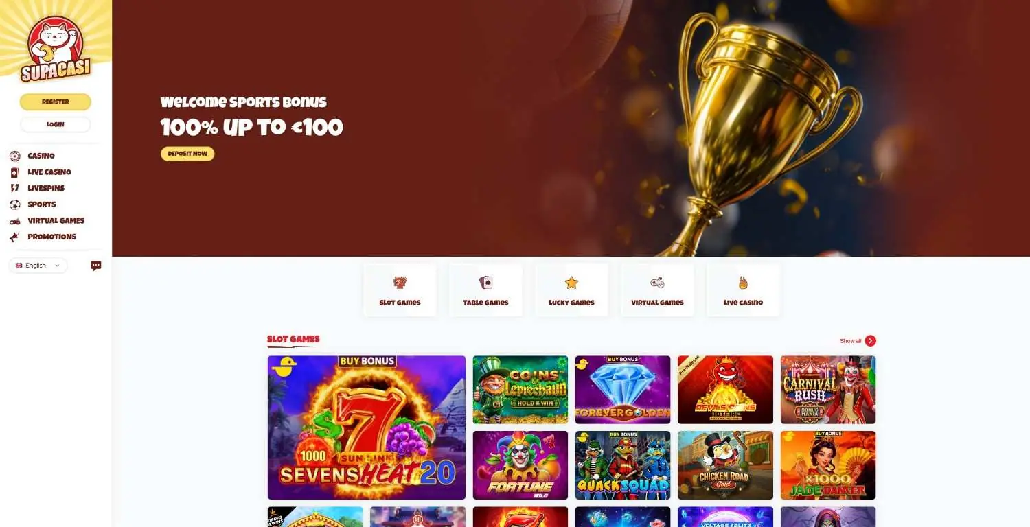 Supacasi homepage