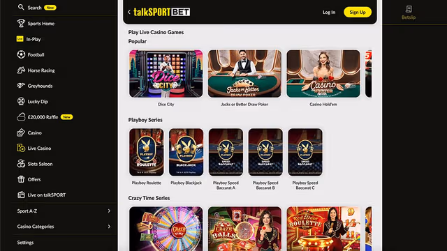 talksportbet casino homepage