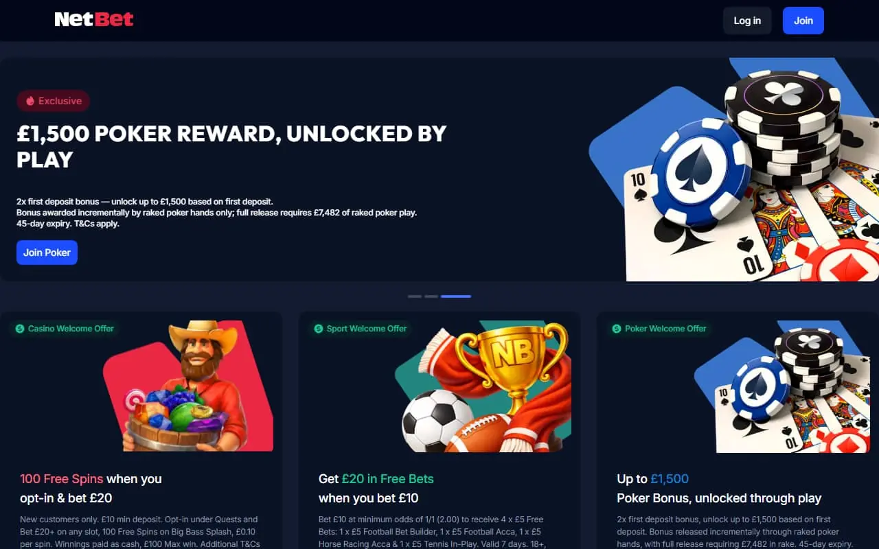 NetBet homepage