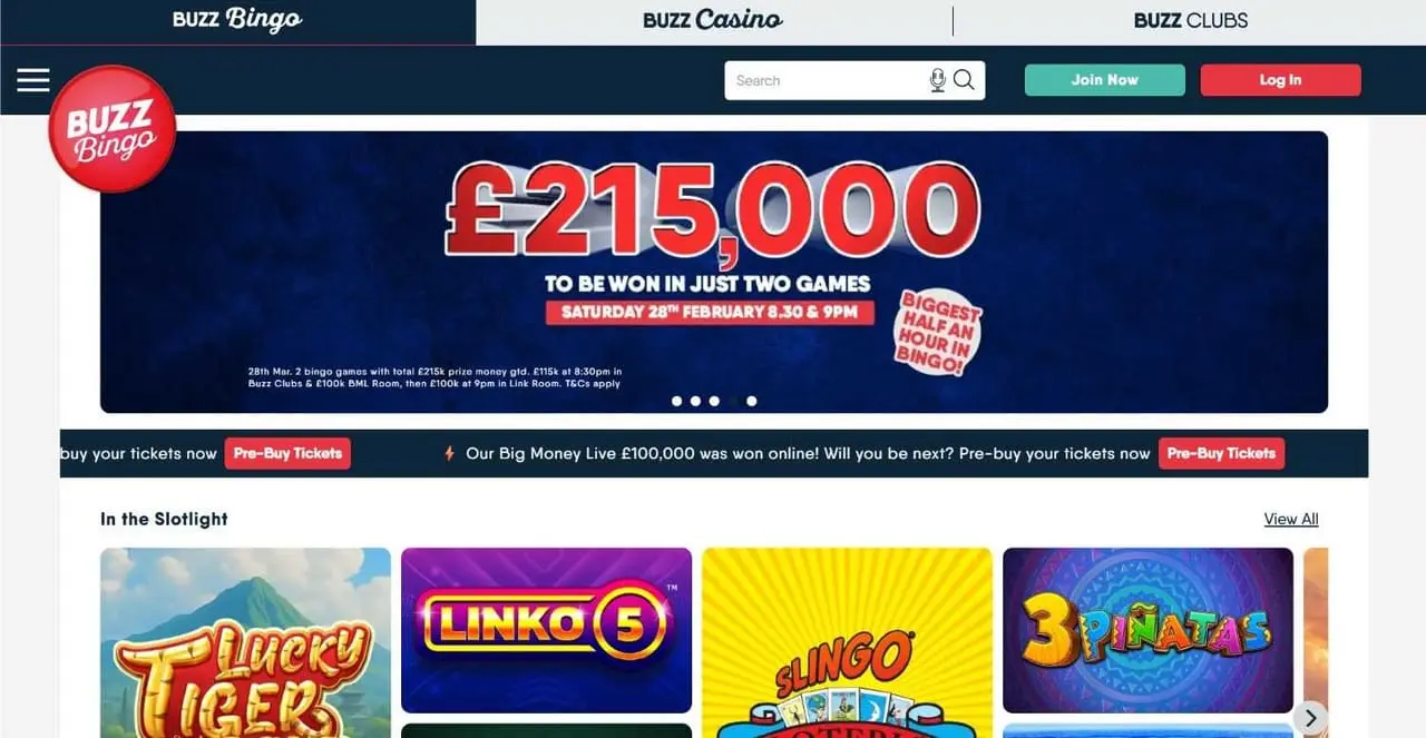 buzz bingo homepage