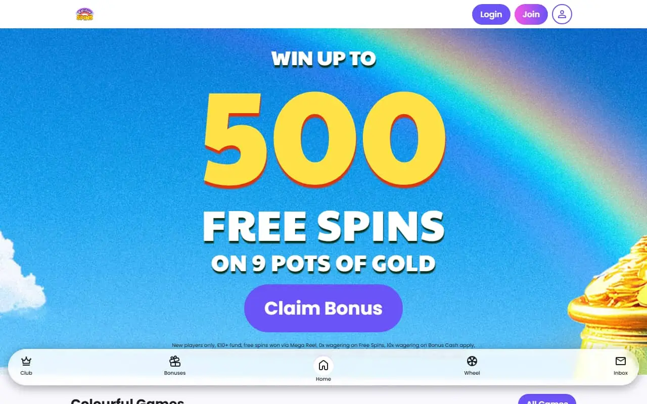 rainbow spins homepage