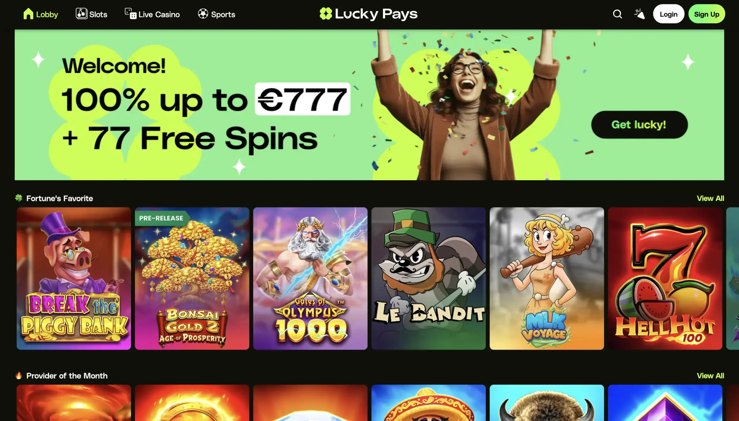 LuckyPays Homepage
