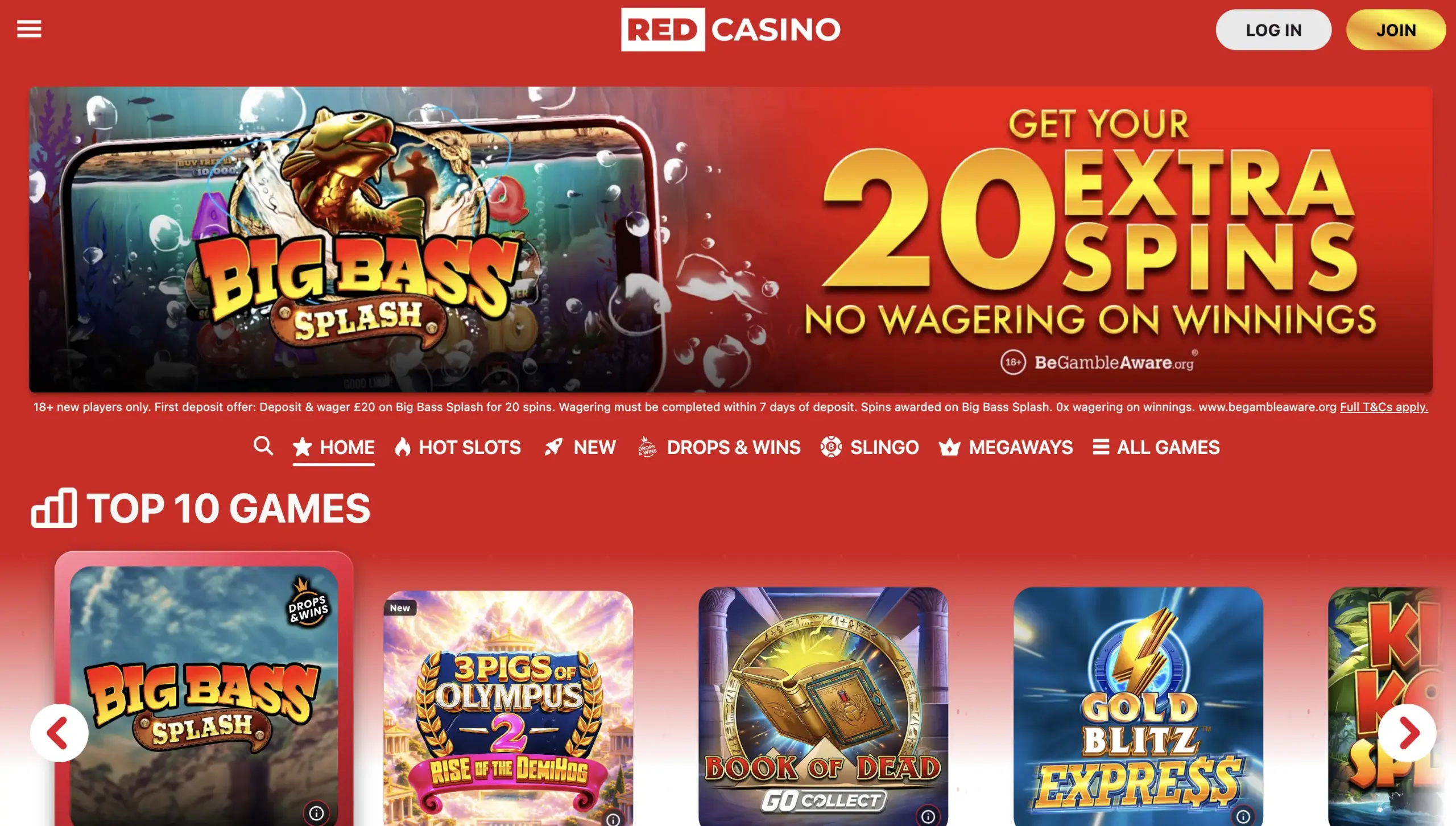 Red Casino Homepage