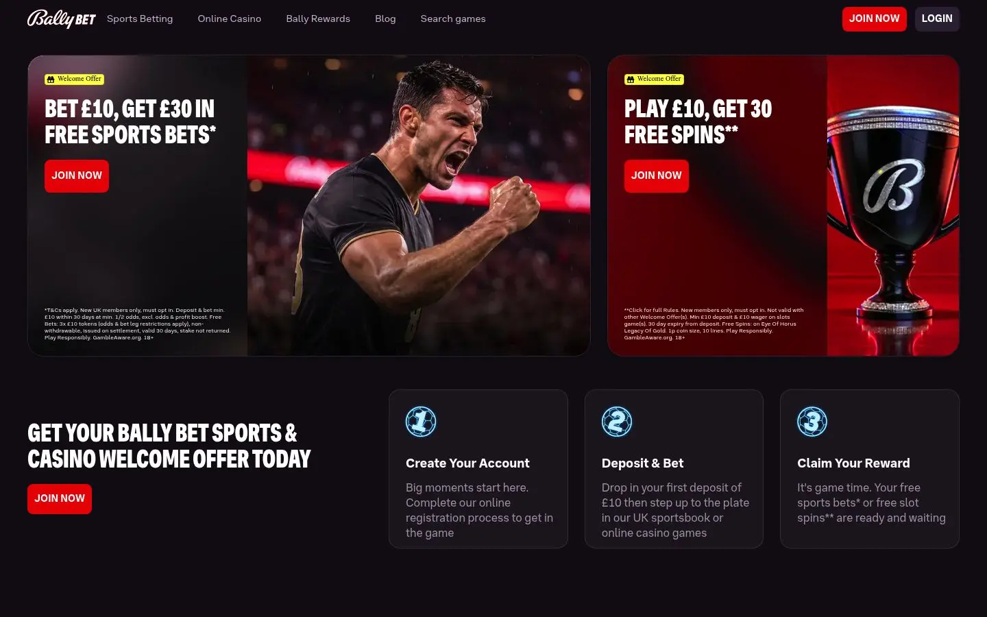 Bally Bet homepage