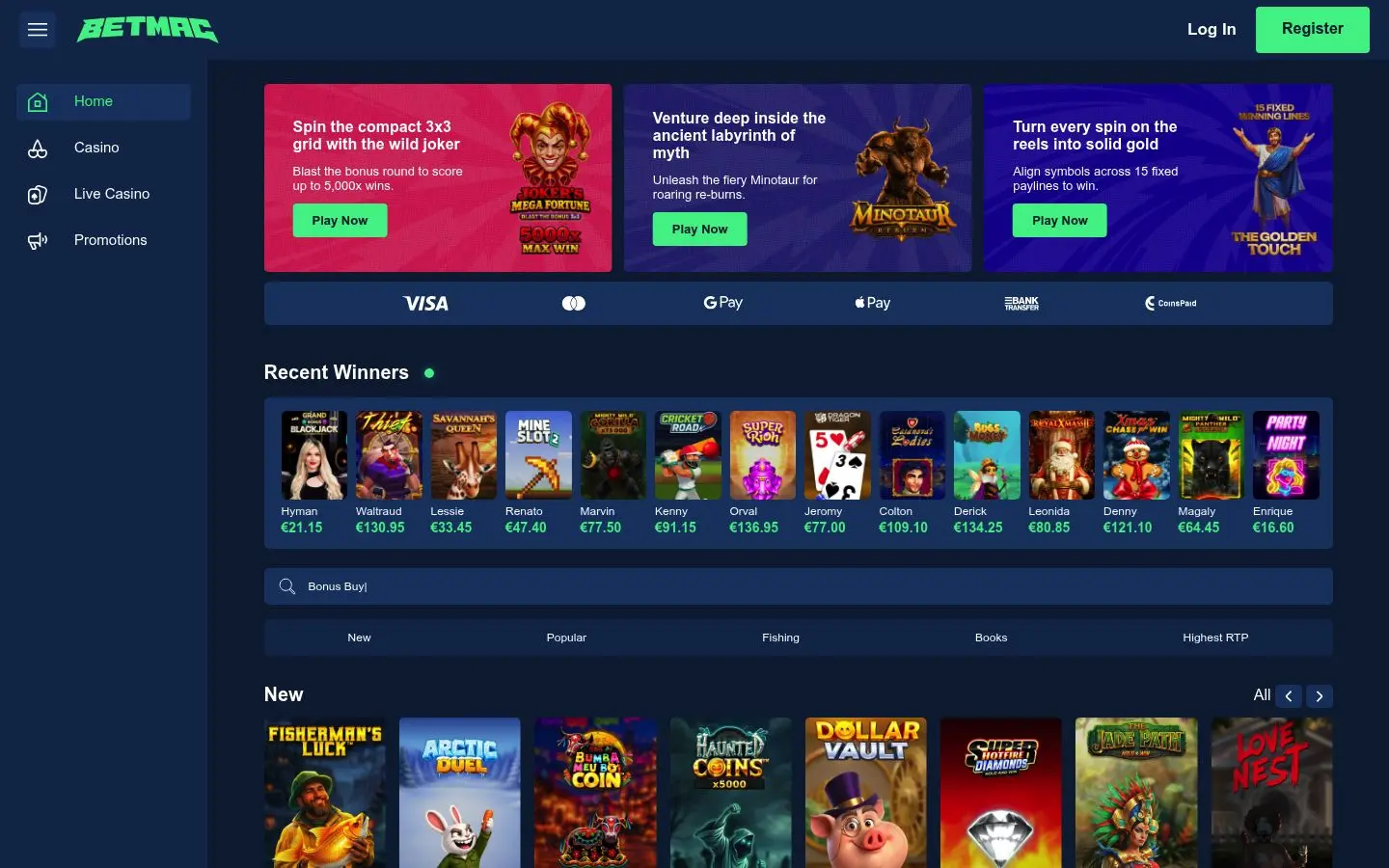 BetMac homepage