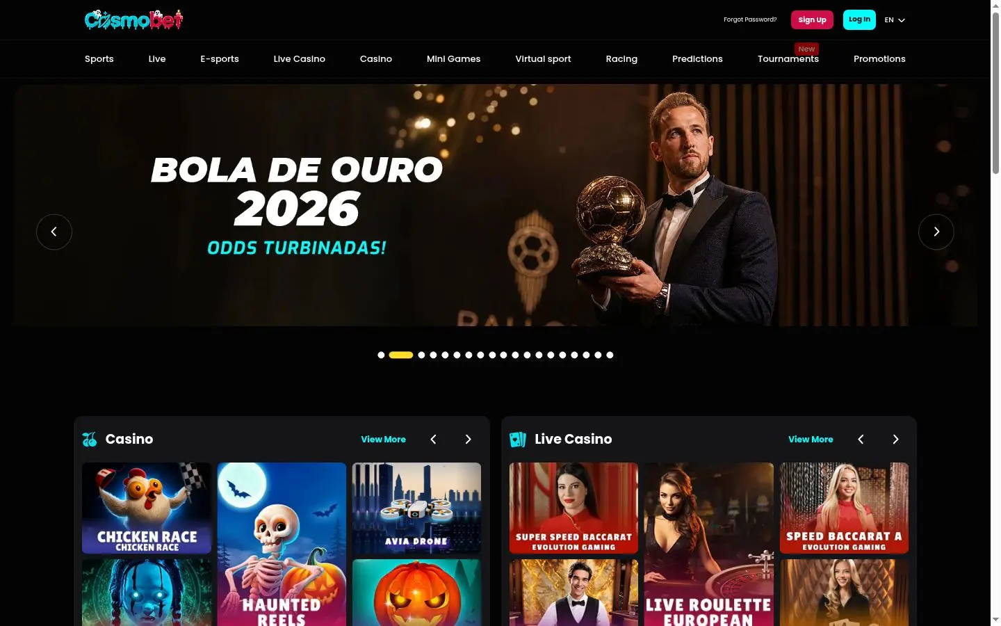 Cosmobet homepage