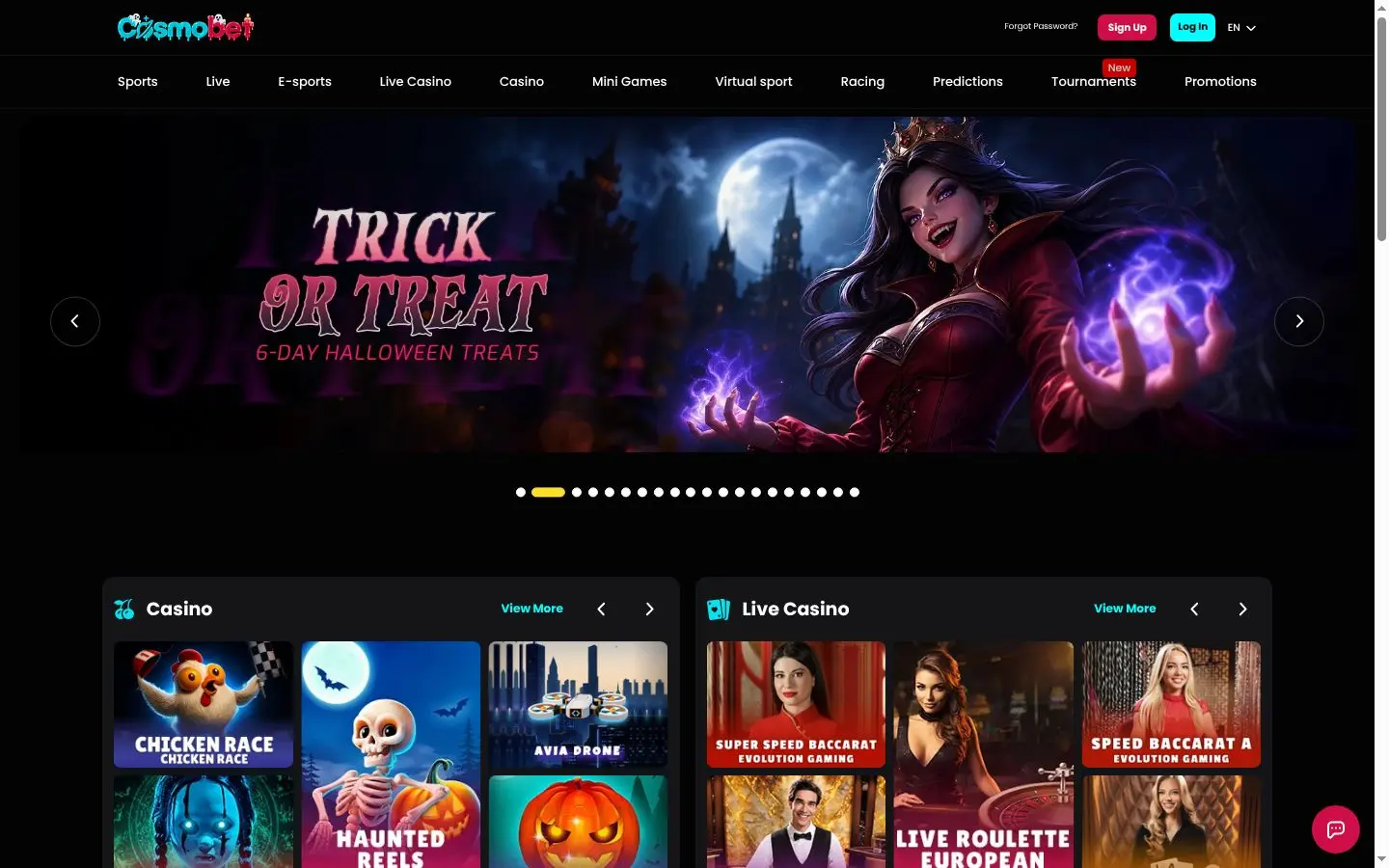 Cosmobet homepage