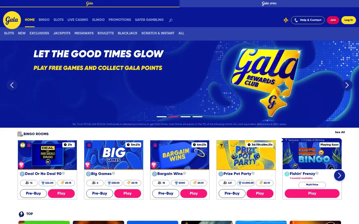 Gala Bingo homepage