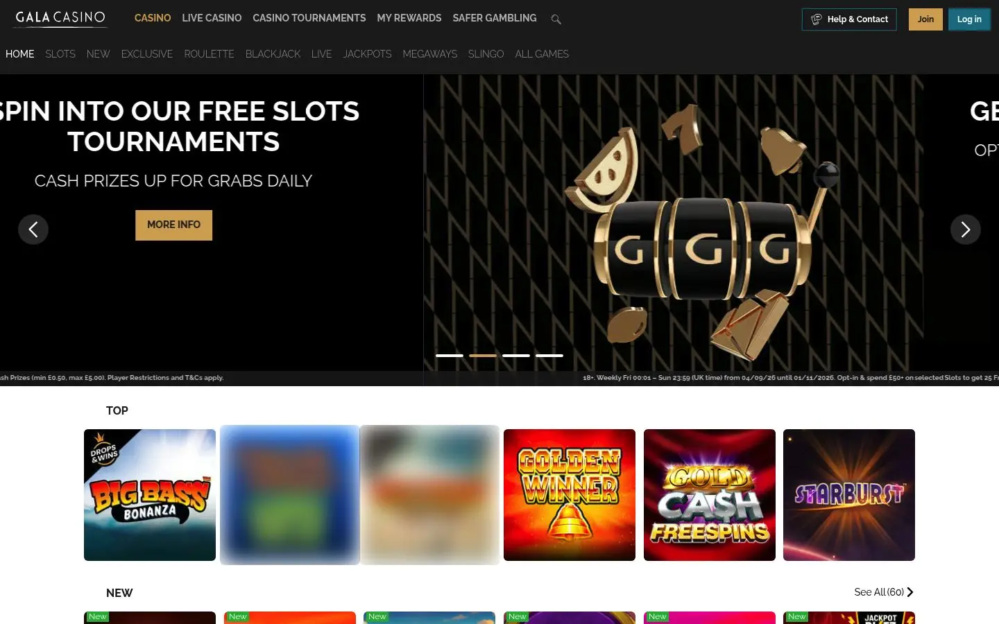 Gala Casino homepage