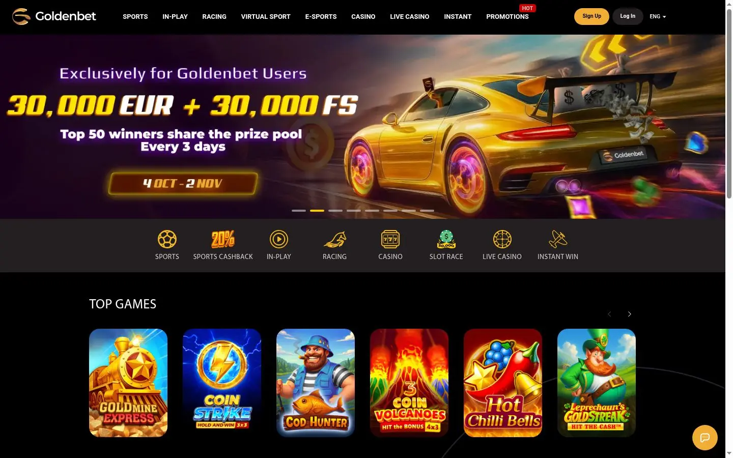 Goldenbet homepage