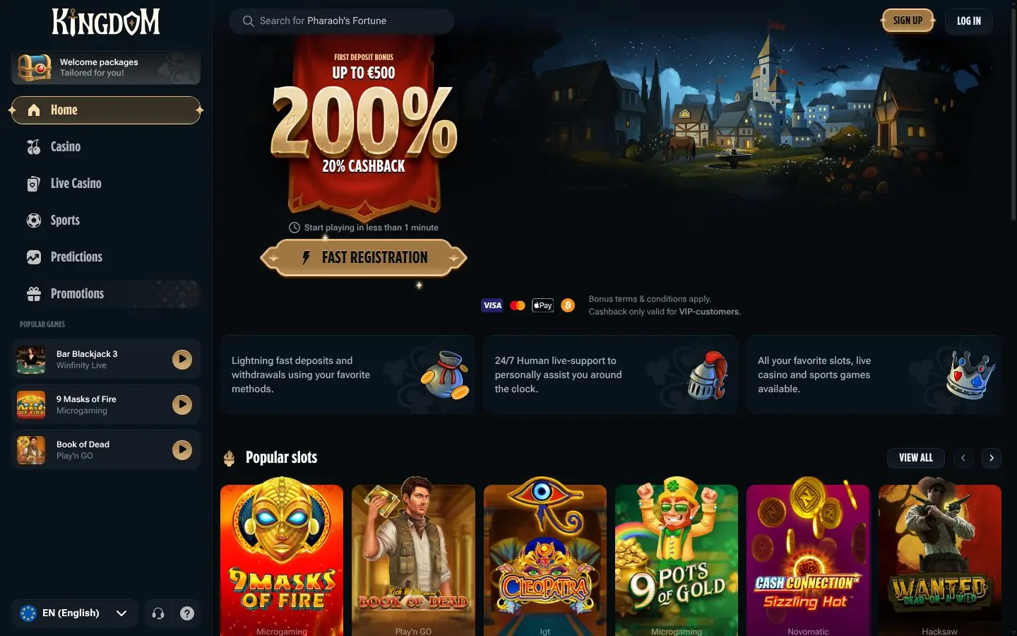 Kingdom Casino homepage