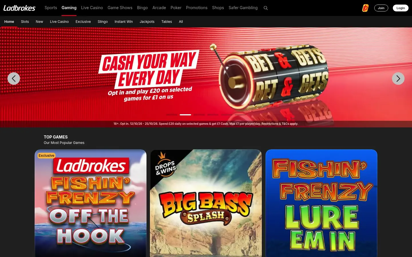 Ladbrokes homepage