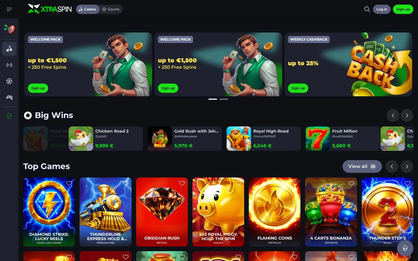 XtraSpin homepage