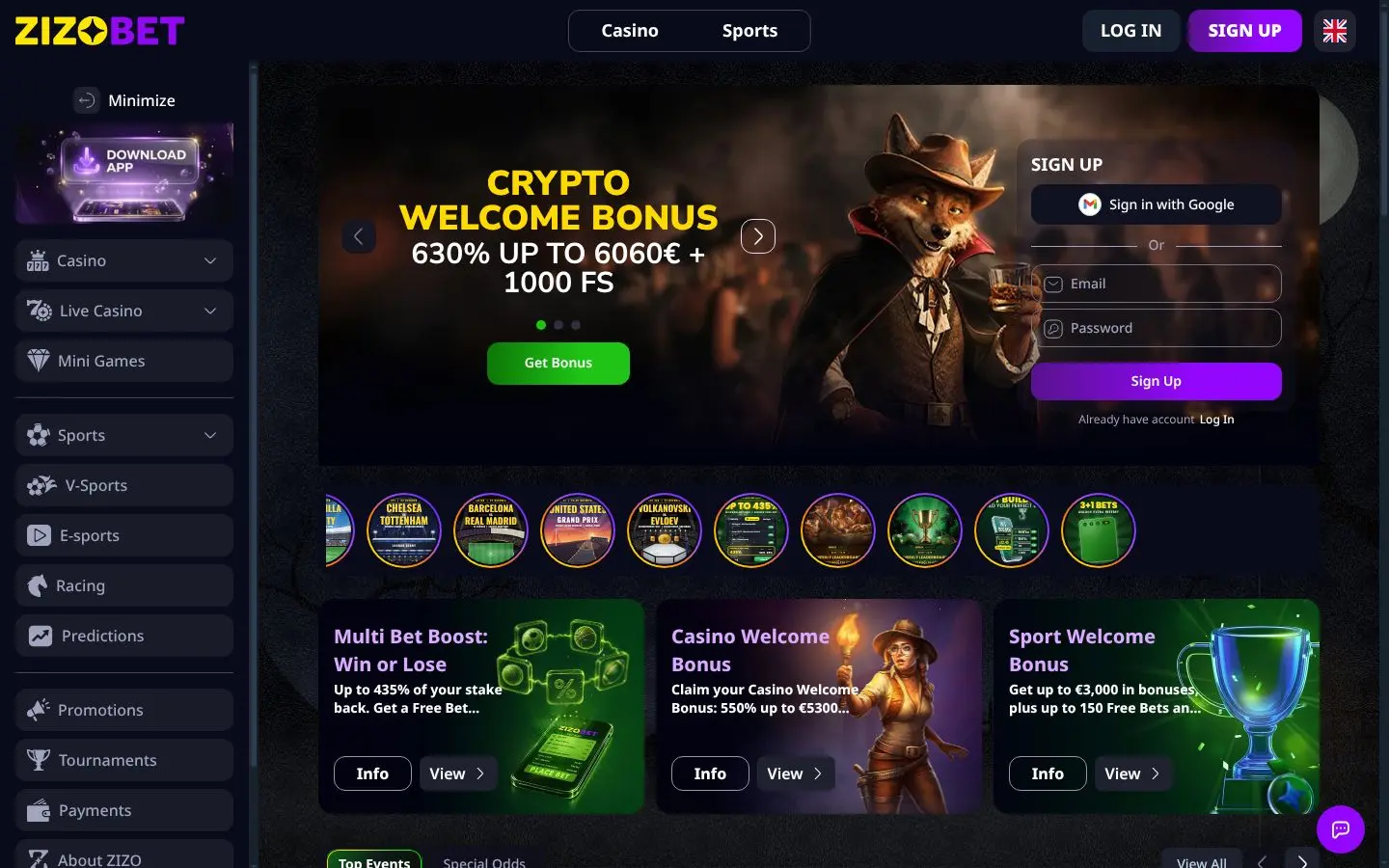 Zizobet homepage